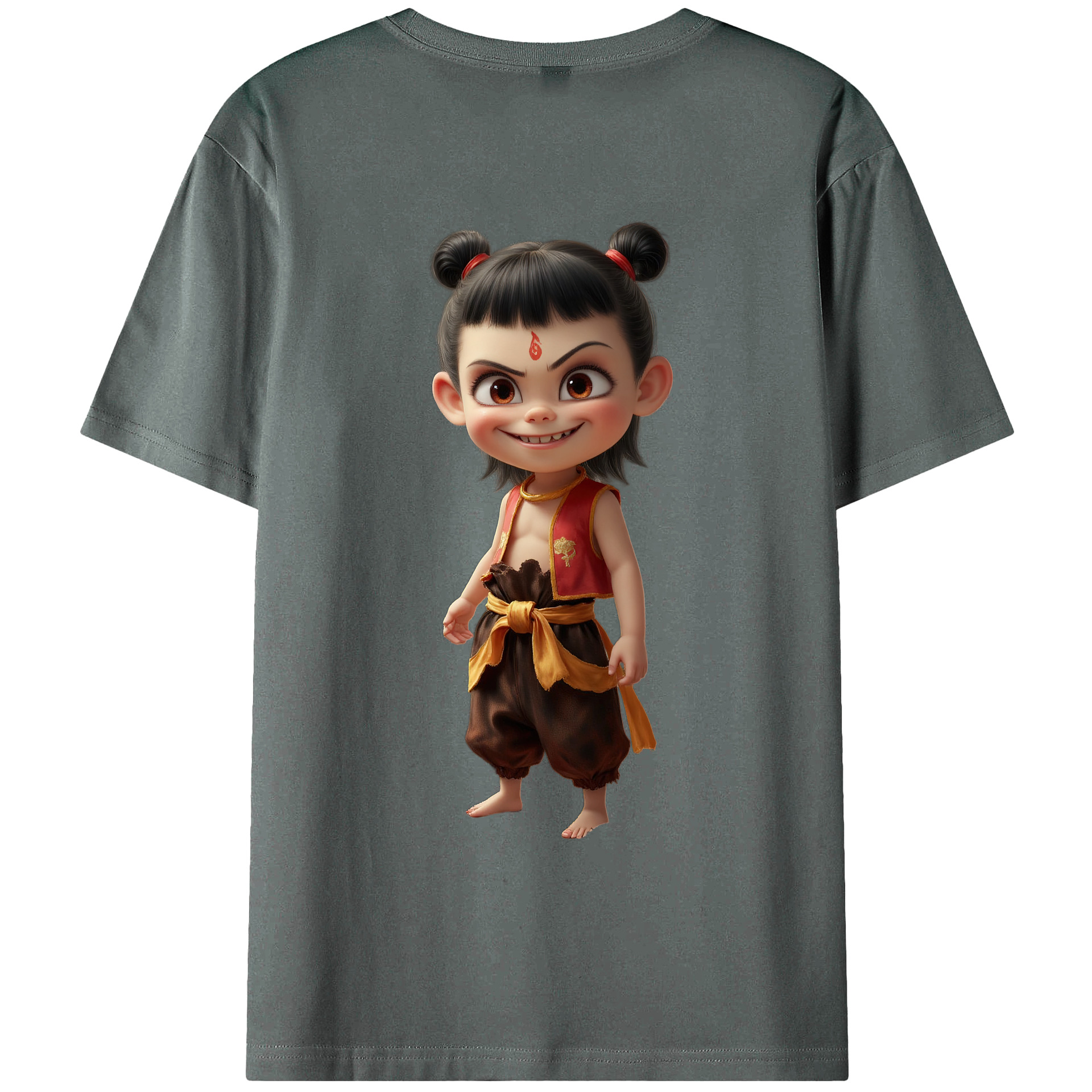 （画像用） Ne Zha 2 ナタ 魔童の大暴れ 綿100％ メンズ半袖Tシャツ（バックプリント） 通気性